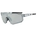 Sporty cycling sunglasses with transparent grey frame and silver mirrored lens - C12 Grey Frame Silver Mirror