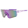 Purple sports cycling sunglasses with iridescent mirrored shield lens and transparent frame - C14 Purple Frame Purple Mirror
