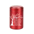 Engraved red aluminum alloy cremation urn with a memorial tree pattern for ashes - 70x45mm / Red