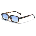 Occhiali da sole rettangolari alla moda con montatura tartarugata e lenti blu chiaro - Montatura Tartarugata Lenti Blu Sfumate