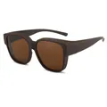 Occhiali da sole sovrapponibili retro quadrati in TR marrone scuro per miopi e protezione - Stile Tè Opaco (C6) / Montatura Tè Opaco Lente Tè