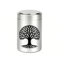 Silver waterproof aluminum alloy mini cremation urn with black Tree of Life design - 70x45mm / Silver