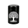 Black aluminum alloy mini cremation urn with white Tree of Life design. - 70x45mm / Black