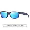Klassische Retro-Rechteck-Sonnenbrille mit sandblauem Rahmen und blauen Gläsern - Mattes Blauer Rahmen mit Eisblauen Gläsern