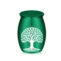 Small green aluminum alloy pet urn with Tree of Life pattern for memorial storage - Tree of Life Pattern (21562) / 30x40mm / Green