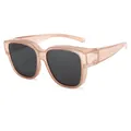 Occhiali da sole fit-over quadrati rétro in TR rosa pesca traslucido con lenti scure - Montatura Rosa Sabbia Lente Grigia