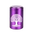 Miniature purple aluminum alloy waterproof urn featuring a white tree of life design - 70x45mm / Purple
