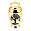 Eleganter Mini-Andenken-Urne aus goldfarbenem Aluminium mit Lebensbaum für Haustiere - 70x45mm / Gold