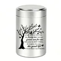 Gedenkurne aus silbernem Aluminium mit graviertem Lebensbaum und sentimentalem Gedicht - Andenken Urne (46620) / 70x45mm / Silber