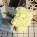 Hand-held five-head artificial peony bouquet in creamy yellow for home decor - Green