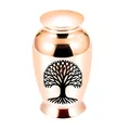 Elegante kleine Haustierurne aus roségoldenem Aluminium mit Lebensbaum-Gravur für Asche - 70x45mm / Roségold