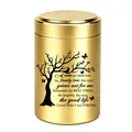 Goldene Urne aus Aluminium mit Lebensbaum-Gravur für die Asche von Mensch und Tier - Andenken Urne (46620) / 70x45mm / Gold