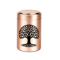 Mini rose gold aluminum alloy cremation urn for human ashes with black Tree of Life - 70x45mm / Rose Gold
