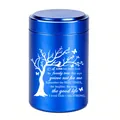 Blaues Aluminiumlegierung-Kremationsurne für Asche mit eingraviertem Baum und Gedicht - Andenken Urne (46620) / 70x45mm / Blau