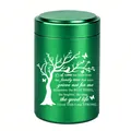 Grüne Urne aus Aluminiumlegierung für Asche mit Gedenkbaum-Motiv für Menschen oder Haustiere - Andenken Urne (46620) / 70x45mm / Grün