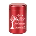 Rote Aluminium Gedenkurne für Haustiere oder Menschen mit Baum des Lebens Design - Andenken Urne (46620) / 70x45mm / Rot