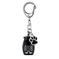 Personalisierter Tierurnen-Schlüsselanhänger aus Aluminium mit süßem Pfotenanhänger - Schwarze Flasche mit Pfotenabdruck