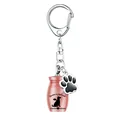 Rosa Haustier-Gedenkurne Schlüsselanhänger mit Hunde-Silhouette und Pfotenabdruck Anhänger - Roségold