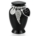 Small black pet cremation urn for ashes with heart photo frame and memorial charms - Mini Heart Photo Frame Style / 70x45mm (Frame 2.1cm) / Black