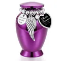 Kleine violette Haustier-Gedenkurne aus Legierung mit herzförmigem Fotorahmen-Anhänger - Mini Herz Fotorahmen Stil / 70x45mm (Rahmen 2.1cm) / Lila