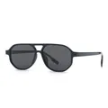 Gafas de sol aviador retro con doble puente, montura negra y lentes oscuras - Montura Negra Lentes Gris Negro