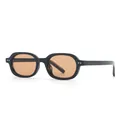 Modieuze retro ovale zonnebril met zwart montuur en bruine glazen, UV-bescherming - Stijl C2 (SZ3203) / Zwart Frame Bruine Lenzen