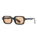 Retro zonnebril met zwart vierkant montuur en thee-lenzen voor heren en dames, UV-bescherming. - Zwart Frame Bruine Lenzen