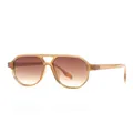 Gafas de sol aviador retro con lentes degradadas marrones y montura de doble puente - Montura Marrón Degradado Marrón