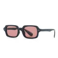 Retro vierkante zonnebril met zwart montuur en roze glazen voor UV-bescherming - Zwart Montuur Roze Glazen