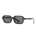 Gafas de sol rectangulares retro con montura ámbar translúcida y lentes verde oscuro - Marco Té Lentes Verdes