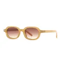 Retro small oval sunglasses with translucent amber frame and gradient brown lenses - Orange Frame / Gradient Brown