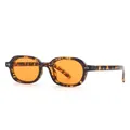 Retro oval sunglasses featuring a tortoiseshell frame and vibrant orange tinted lenses - Demi Frame Orange Lens