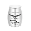 Small silver memorial keepsake urn for ashes with "Your Wings were ready" engraving - Memorial Urn / 30x40mm / Silver