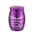 Small purple cremation urn for human or pet ashes with heart and wings angel design - Memorial Urn / 30x40mm / Purple