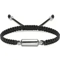 Schwarzes geflochtenes Urnenarmband für Asche mit silbernem Zylinderanhänger Gravur - I still Need you close to me / Silber