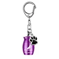 Porte-clés urne funéraire animaux aluminium violet avec breloque patte et chien ange - Violet