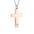 Collar de urna con cruz de oro rosa, pequeño cristal y grabado Always with me para hombre - Always with me / Rosa oro
