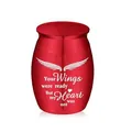 Small red memorial cremation urn for human pet ashes with wings heart engraving - Memorial Urn / 30x40mm / Red
