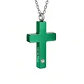 Collar de urna cruz verde de acero con grabado lateral "With Me Always". - With me Always / Verde