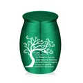 Elegante groene herdenkingsurn van legering met gegraveerde levensboom voor asresten - Gedenkurn / 30x40mm / Groen