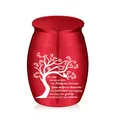 Rode crematie urn van legering met gegraveerde witte levensboom en gedenkgedicht tekst - Gedenkurn / 30x40mm / Rood