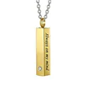 Elegante gouden verticale staaf crematie urn hanger met Always on my mind tekst gegraveerd - Vierkante Kolom Hanger / Goud