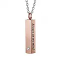 Roségouden crematie urn hanger ketting gegraveerd met Always on my mind voor herinnering - Vierkante Kolom Hanger / Roségoud