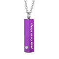 Paarse urn ketting voor as met Always on my Mind gravure en kristal gedenksieraden - Vierkante Kolom Hanger / Paars