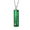 Groene crematie-urn ketting Always on my mind gegraveerd - Vierkante Kolom Hanger / Groen