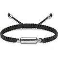 Verstelbare zwart gevlochten crematie urn armband met Forever Love gravure tekst - Cilindrische Armband / Zilver