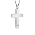 Collar de urna de cruz plateada para cenizas con grabado Forever with Me y cristal. - Forever with me / Plateado