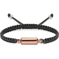 Stijlvolle roze goud crematie armband met zwart gevlochten koord en Forever Love - Cilindrische Armband / Roségoud