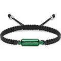 Groen gedenkarmband voor crematie met Forever Love-gravure en zwart gevlochten touw - Cilindrische Armband / Groen