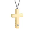 Elegante collar urna cruz dorada para cenizas con la frase Forever with Me grabada - Forever with me / Dorado